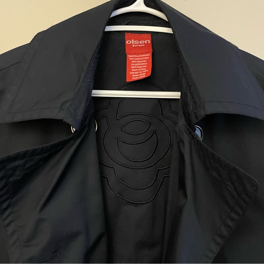 Olsen Europe Midnight Black Double-Breasted Mid-Length Pea Coat – Size 12 EUC - Picture 11 of 14